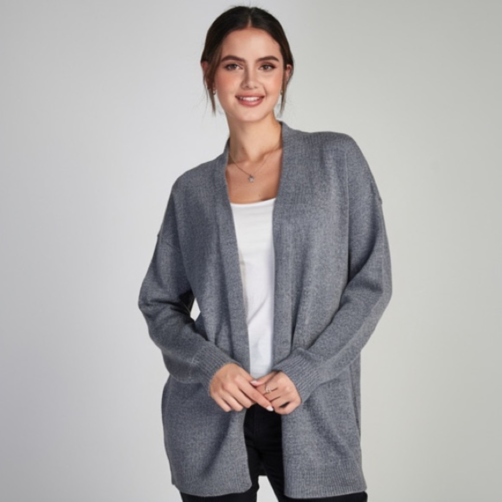 Nordstrom Sophie Rue Charcoal Open-Front Cardigan